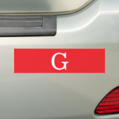 Eerste letter monogram rood wit gewoon eenvoudig bumpersticker (Op auto)