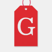 Eerste letter monogram rood wit gewoon eenvoudig cadeaulabel (Achterkant)