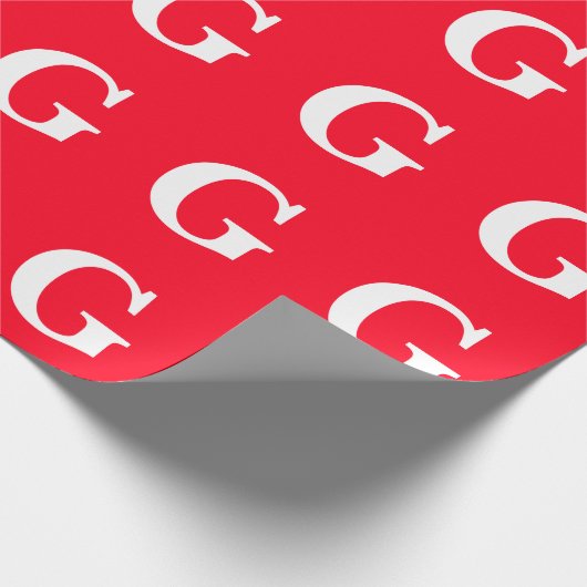 Eerste letter monogram rood wit gewoon eenvoudig cadeaupapier (Hoek)