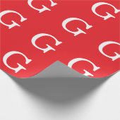 Eerste letter monogram rood wit gewoon eenvoudig cadeaupapier (Hoek)