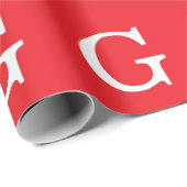Eerste letter monogram rood wit gewoon eenvoudig cadeaupapier (Rol Hoek)