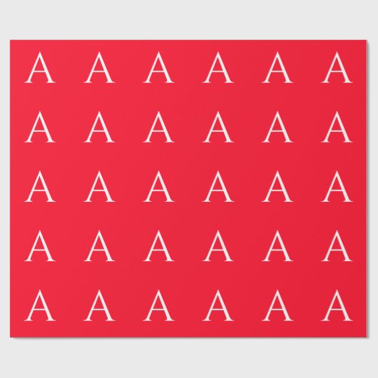 Eerste letter monogram rood wit gewoon eenvoudig cadeaupapier (Vlak)