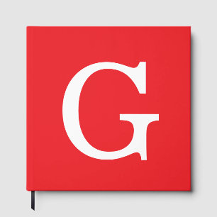 Eerste letter monogram rood wit gewoon eenvoudig gastenboek