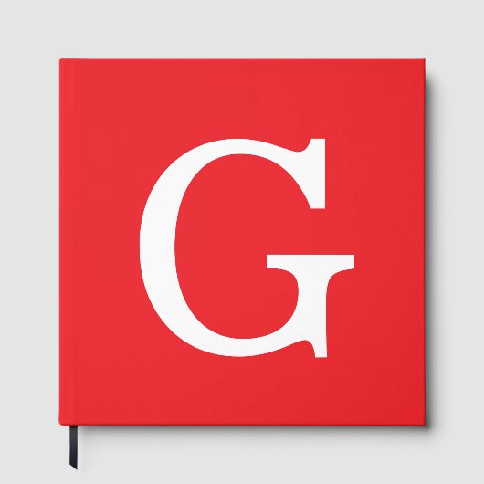 Eerste letter monogram rood wit gewoon eenvoudig gastenboek (Voorkant)