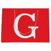 Eerste letter monogram rood wit gewoon eenvoudig groot cadeauzakje (Voorkant)