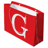 Eerste letter monogram rood wit gewoon eenvoudig groot cadeauzakje (Achterkant Gekanteld)