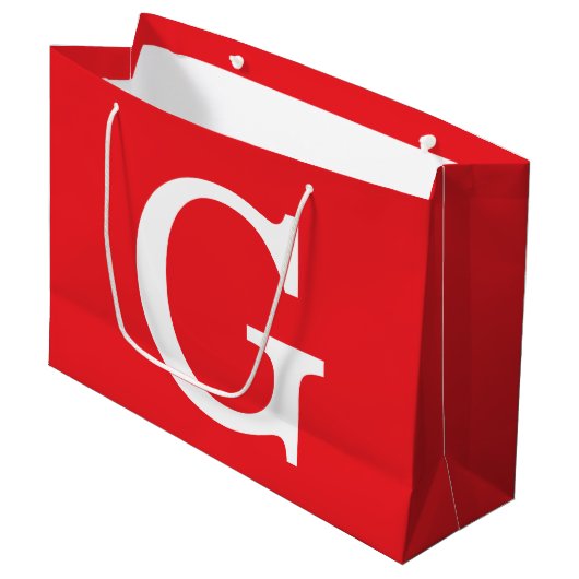 Eerste letter monogram rood wit gewoon eenvoudig groot cadeauzakje (Voorkant Gekanteld)