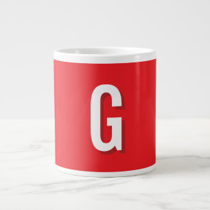 Eerste letter monogram rood wit gewoon eenvoudig grote koffiekop