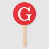 Eerste letter monogram rood wit gewoon eenvoudig handwaaier (Achterkant)