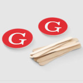 Eerste letter monogram rood wit gewoon eenvoudig handwaaier (Niet-gemonteerd)
