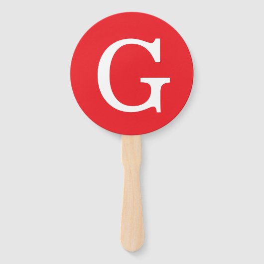 Eerste letter monogram rood wit gewoon eenvoudig handwaaier (Voorkant)