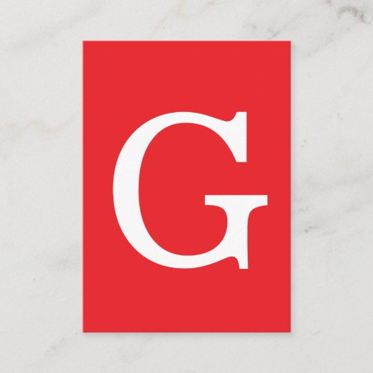 Eerste letter monogram rood wit gewoon eenvoudig informatiekaartje (Voorkant)