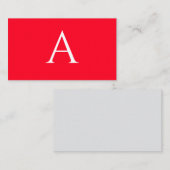 Eerste letter monogram rood wit gewoon eenvoudig informatiekaartje (Voorkant / Achterkant)