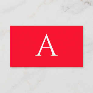 Eerste letter monogram rood wit gewoon eenvoudig informatiekaartje