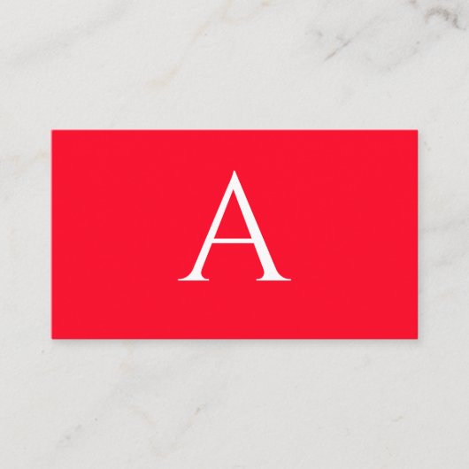 Eerste letter monogram rood wit gewoon eenvoudig informatiekaartje (Voorkant)