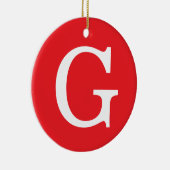 Eerste letter monogram rood wit gewoon eenvoudig keramisch ornament (Rechts)
