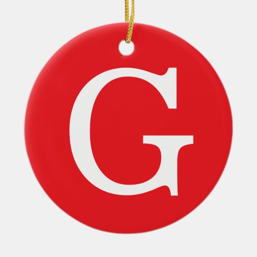 Eerste letter monogram rood wit gewoon eenvoudig keramisch ornament (Voorkant)