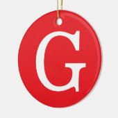 Eerste letter monogram rood wit gewoon eenvoudig keramisch ornament (Links)