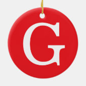 Eerste letter monogram rood wit gewoon eenvoudig keramisch ornament (Achterkant)