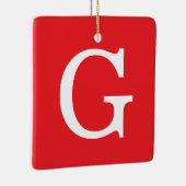Eerste letter monogram rood wit gewoon eenvoudig keramisch ornament (Rechts)