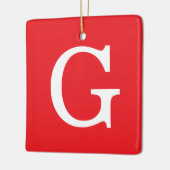 Eerste letter monogram rood wit gewoon eenvoudig keramisch ornament (Links)