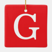 Eerste letter monogram rood wit gewoon eenvoudig keramisch ornament (Achterkant)