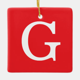Eerste letter monogram rood wit gewoon eenvoudig keramisch ornament