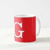 Eerste letter monogram rood wit gewoon eenvoudig koffiemok (Voorkant rechts)
