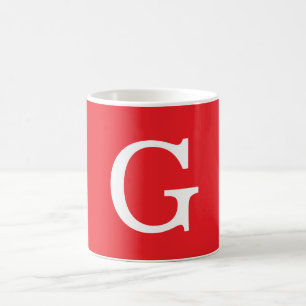 Eerste letter monogram rood wit gewoon eenvoudig koffiemok