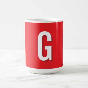 Eerste letter monogram rood wit gewoon eenvoudig koffiemok