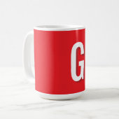 Eerste letter monogram rood wit gewoon eenvoudig koffiemok (Voorkant links)