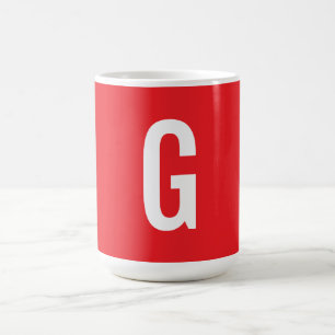 Eerste letter monogram rood wit gewoon eenvoudig koffiemok