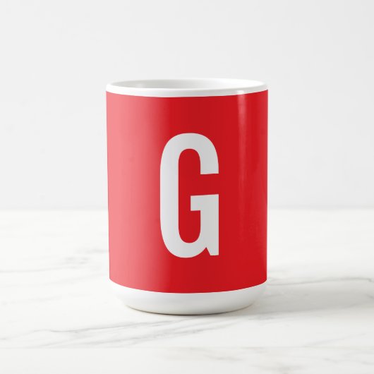Eerste letter monogram rood wit gewoon eenvoudig koffiemok (Center)