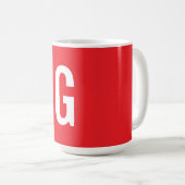 Eerste letter monogram rood wit gewoon eenvoudig koffiemok (Voorkant rechts)