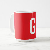 Eerste letter monogram rood wit gewoon eenvoudig koffiemok (Voorkant links)