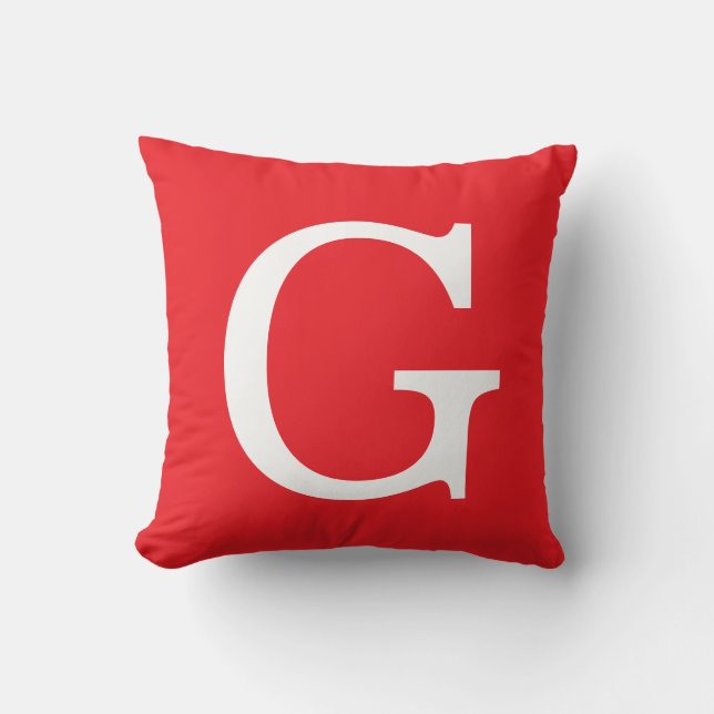Eerste letter monogram rood wit gewoon eenvoudig kussen (Voorkant)