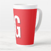 Eerste letter monogram rood wit gewoon eenvoudig latte mok (Rechterhoek)