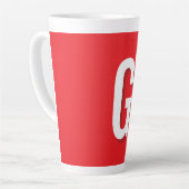 Eerste letter monogram rood wit gewoon eenvoudig latte mok (Linkerhoek)