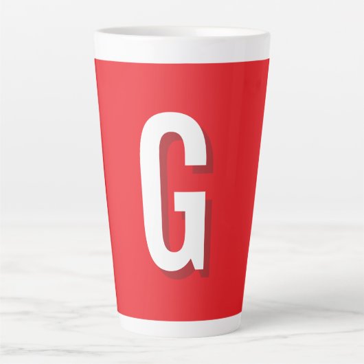 Eerste letter monogram rood wit gewoon eenvoudig latte mok (Voorkant)