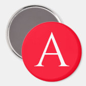 Eerste letter monogram rood wit gewoon eenvoudig magneet (Voorkant / Achterkant)