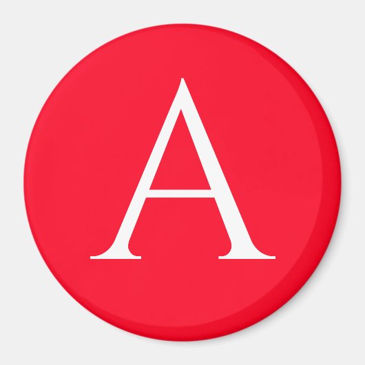 Eerste letter monogram rood wit gewoon eenvoudig magneet (Voorkant)