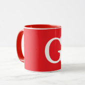 Eerste letter monogram rood wit gewoon eenvoudig mok (Voorkant links)