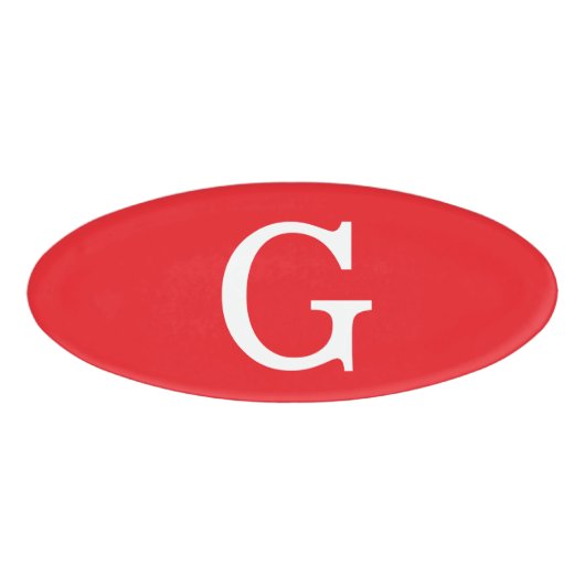 Eerste letter monogram rood wit gewoon eenvoudig naambadge (Voorkant)