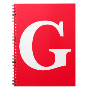 Eerste letter monogram rood wit gewoon eenvoudig notitieboek