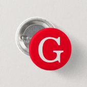 Eerste letter monogram rood wit gewoon eenvoudig ronde button 3,2 cm (Voorkant /achterkant)