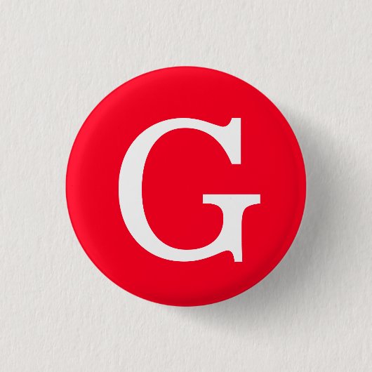 Eerste letter monogram rood wit gewoon eenvoudig ronde button 3,2 cm (Voorkant)