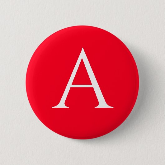 Eerste letter monogram rood wit gewoon eenvoudig ronde button 5,7 cm (Voorkant)