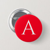 Eerste letter monogram rood wit gewoon eenvoudig ronde button 5,7 cm (Voorkant /achterkant)