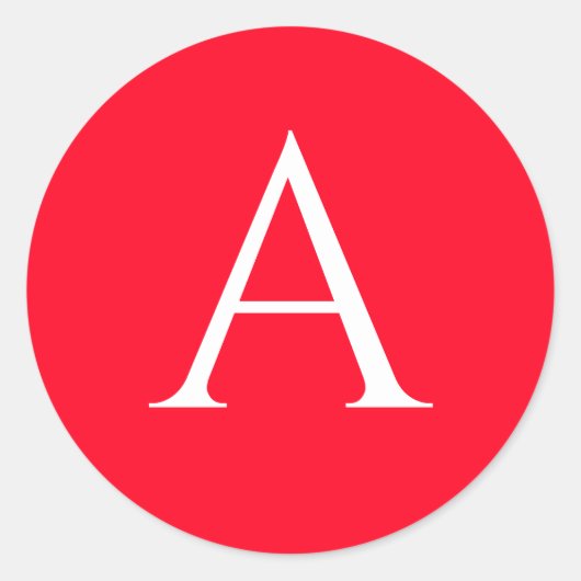 Eerste letter monogram rood wit gewoon eenvoudig ronde sticker (Voorkant)