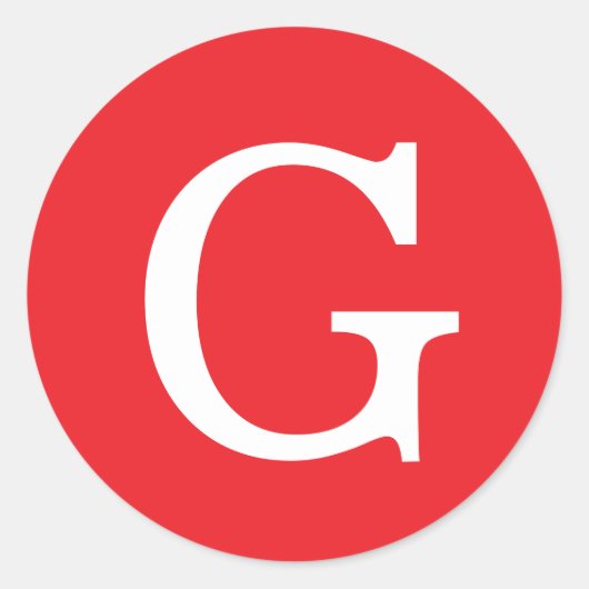 Eerste letter monogram rood wit gewoon eenvoudig ronde sticker (Voorkant)